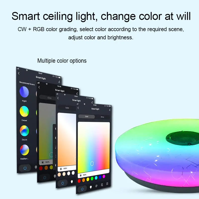 RGB Rainbow Round Decorative Bedroom Living Room Design Light Fixtures Ceiling Lamp Smart Home Lights Modern Led Ceiling Light