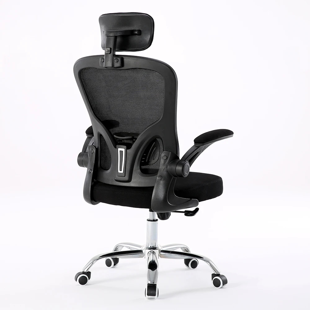Plastic back foldable arms executive ergonomic computer desk mesh high back office chairs with headrest