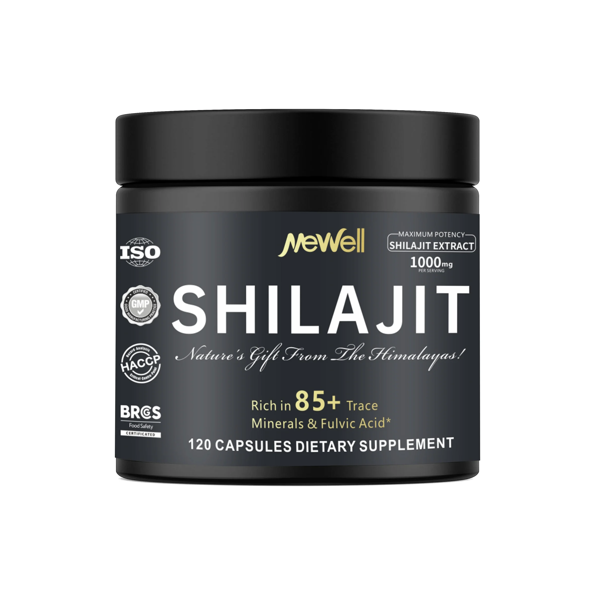 Mewell Shilajit  Himalayan Organic Resin -  1000mg Max Strength with 85+ Trace Minerals Golden Grade Shilajit Supplement