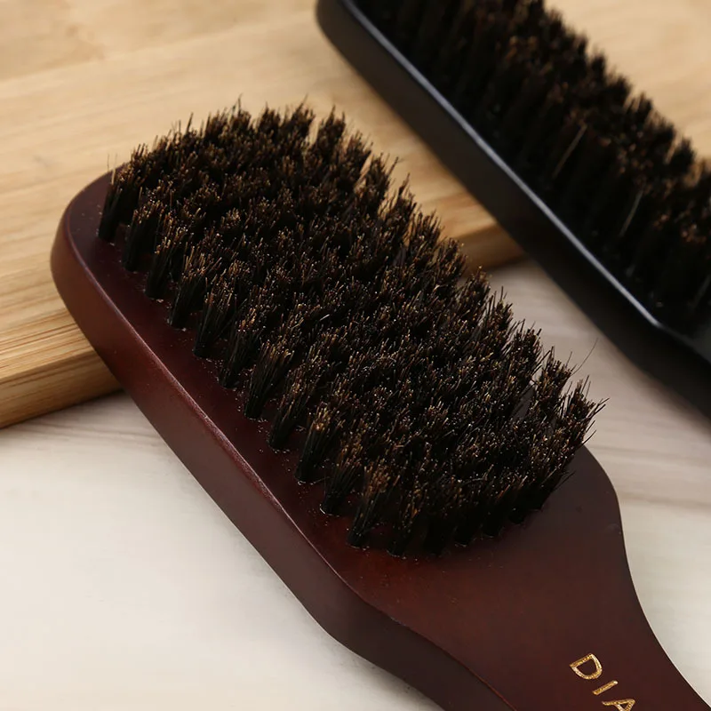 Custom LOGO wooden boar bristle whiskers shaving beard brush with handle wood clear beard moustache comb neck brush for Men