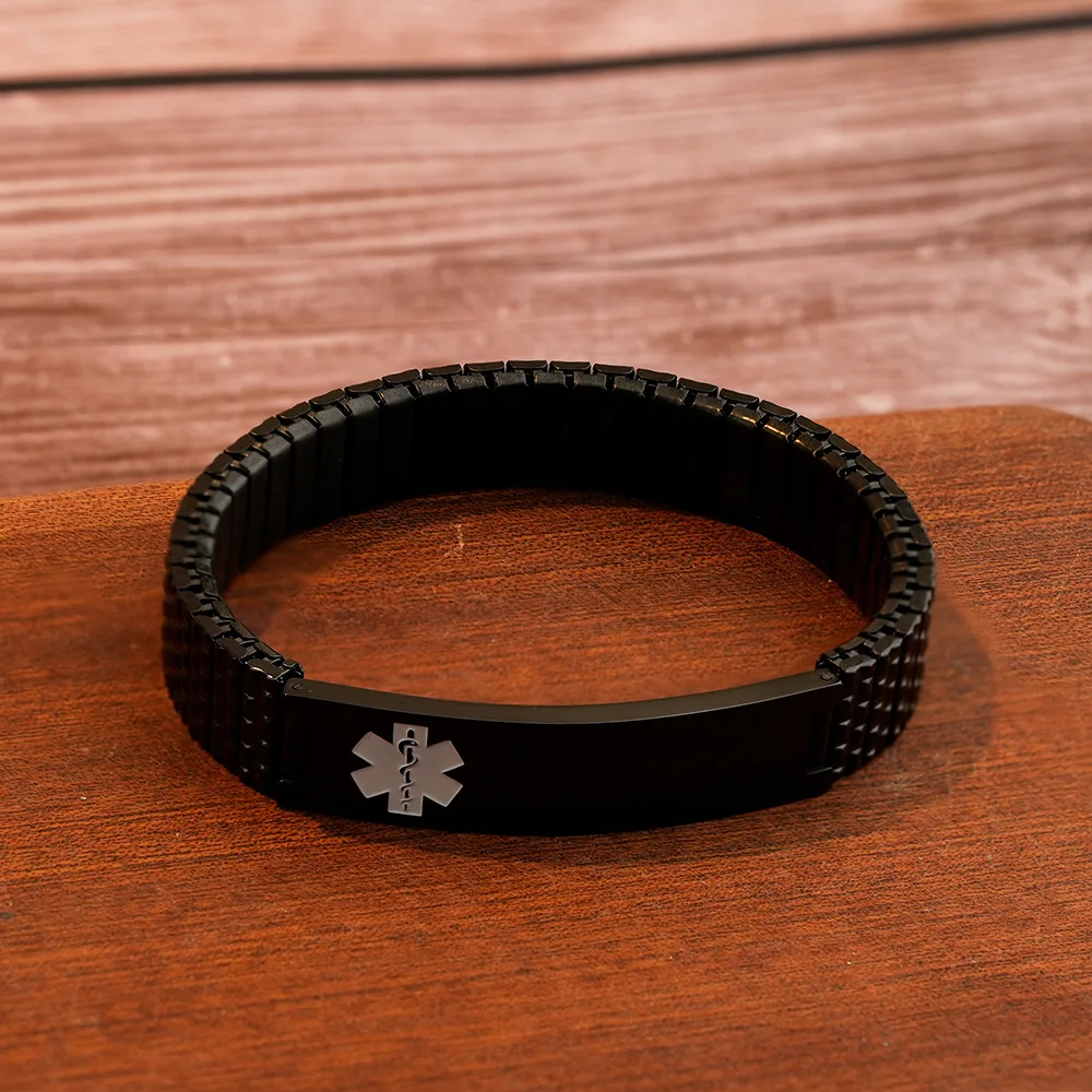 Dropshipping Custom Stainless Steel ID  Bracelets for Women Men Diabetes Medical Alert Bracelets