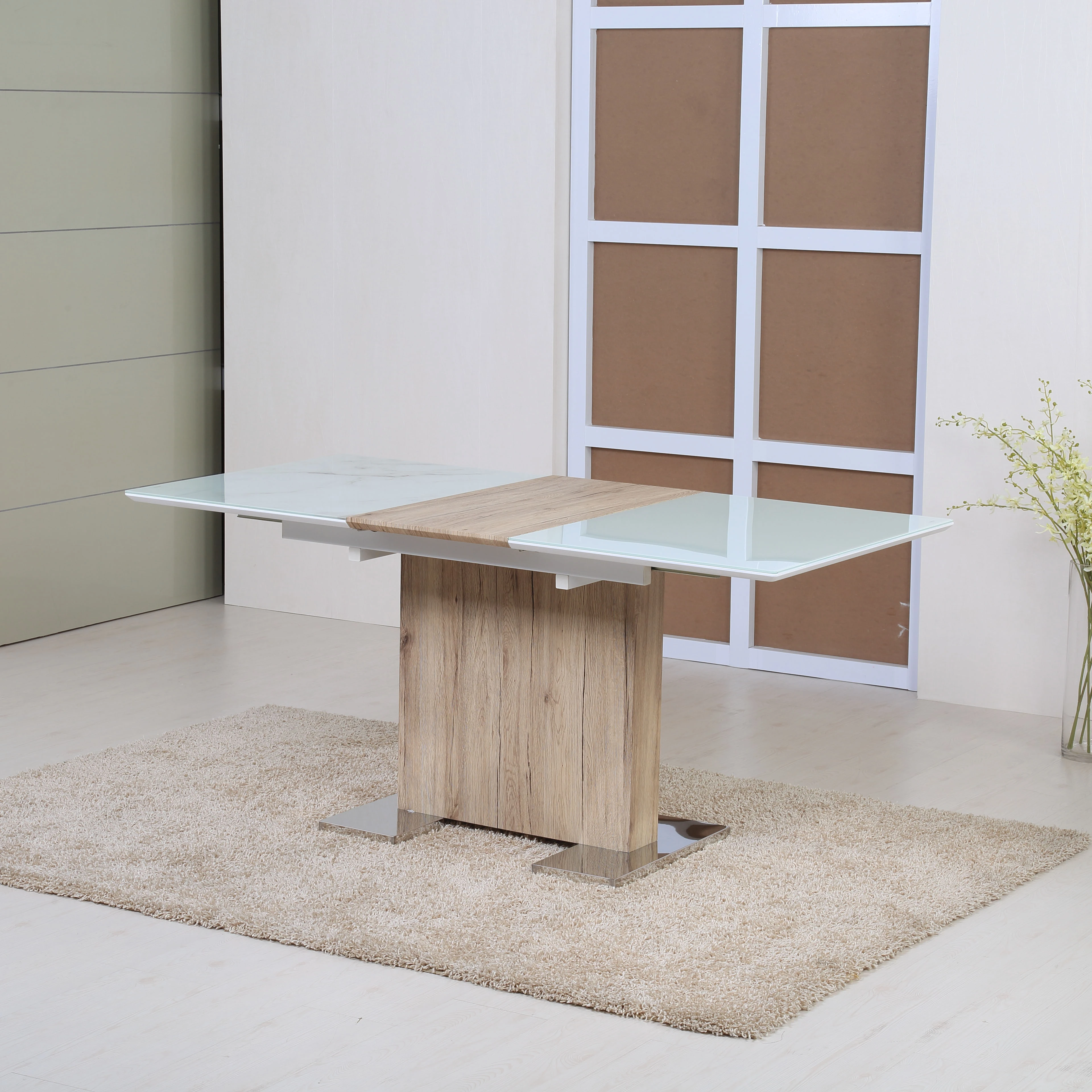 Dinning room kitchen extensible extendable function modern fashion design square wood mdf dining table