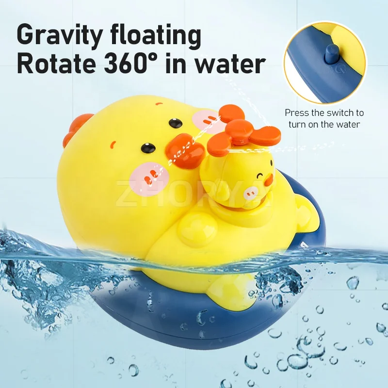 Zhorya Best Selling Water Spray Shower Toy Cute Floating Ducks Baby Bath Toys Toddlers Spray Water Sprinkler Toy