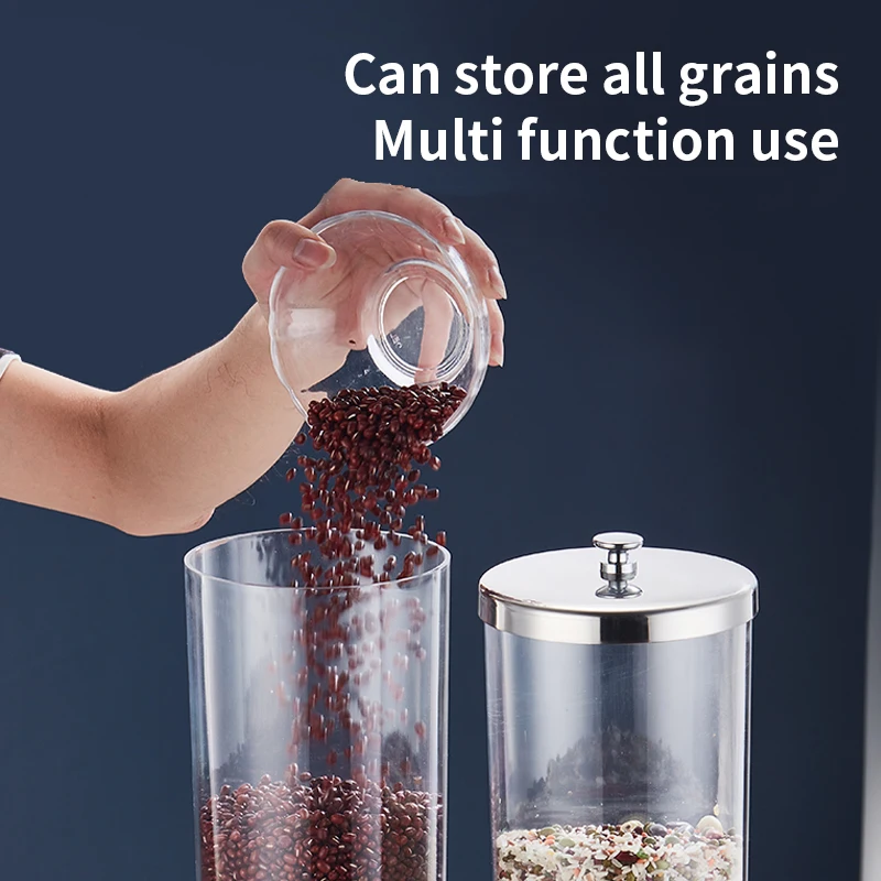 Wooden Plastic Dry Food Nut Coffee Bean Cereal Dispenser with Portion Control