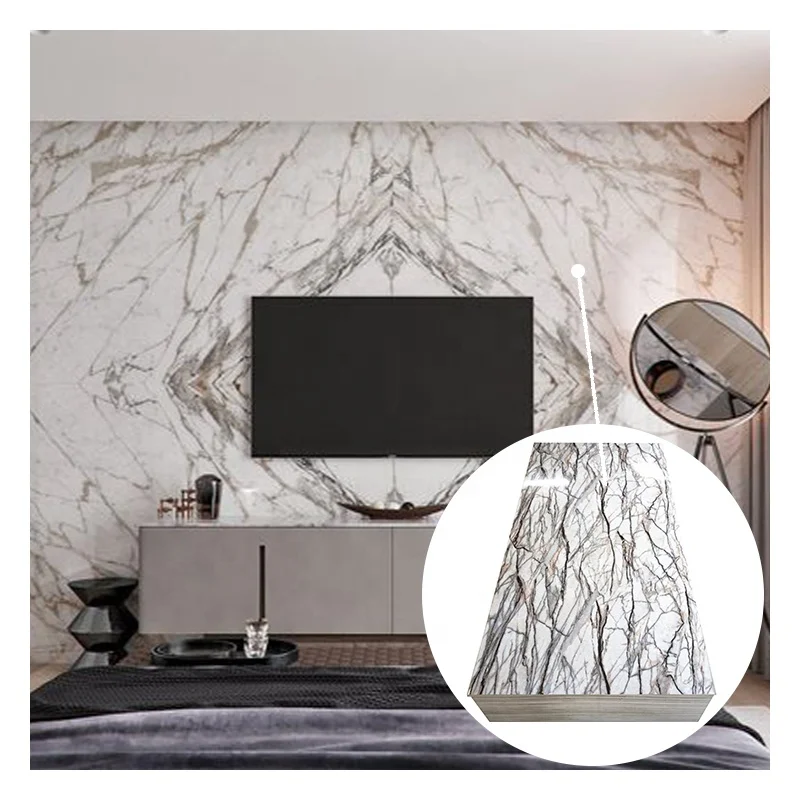 Best Price Waterproof Glossy PVC Marble Sheet UV Coated With Fancy Style