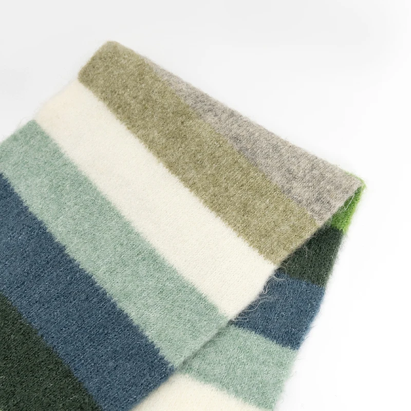 Women Fashion Thick Windproof Warm Scarf Knitting Classic Solid Plaid Shawl Winter Rainbow Color Scarf