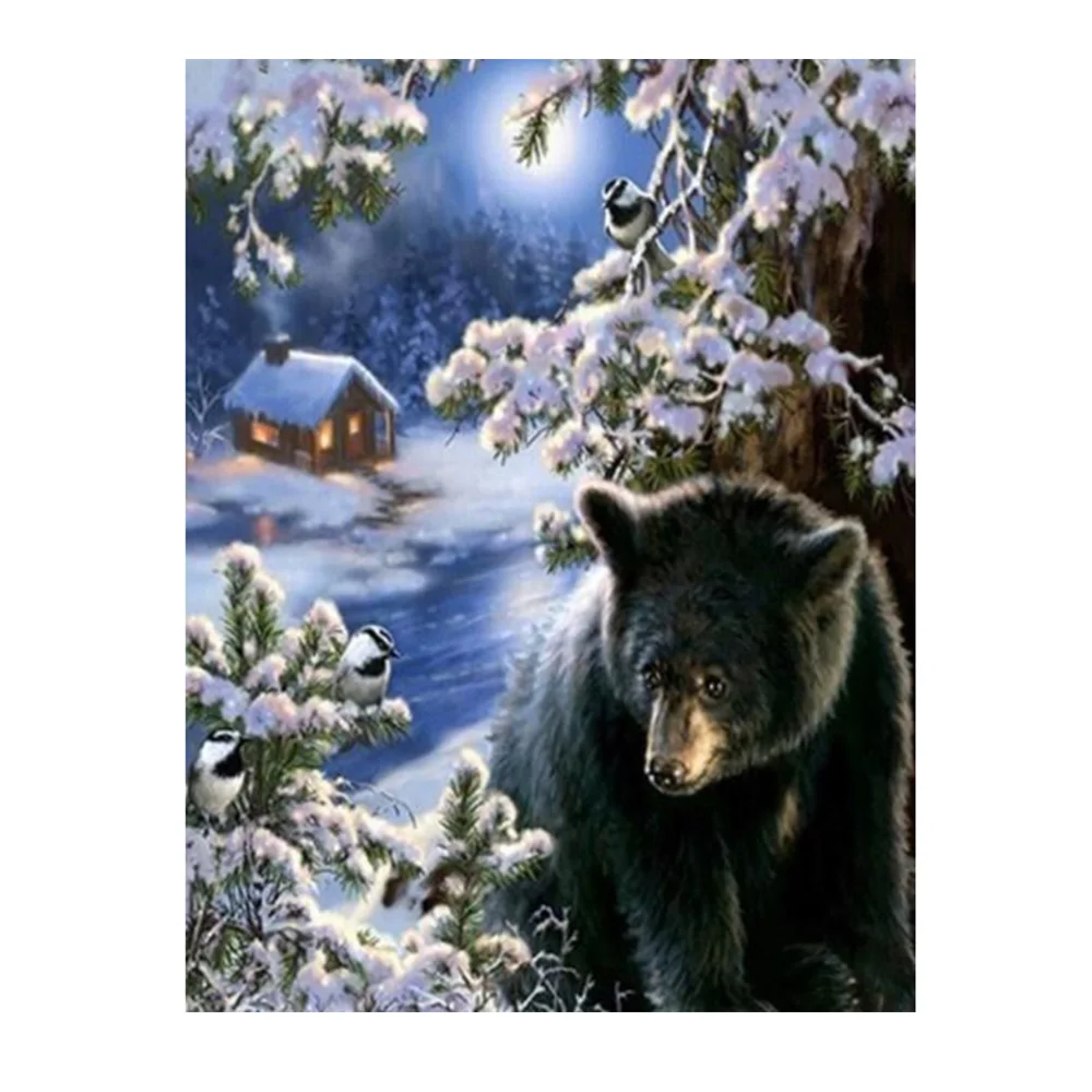5D алмазная живопись, медведь, птица, алмазная живопись, Набор для вышивки крестиком, Алмазная мозаика, живопись, Декор, подарок, настенное искусство