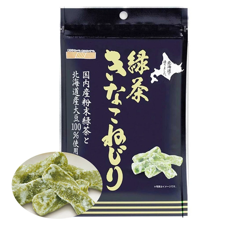 Japan Wholesale Soybean Flour Green Tea Twisted Kinako Candy Snacks