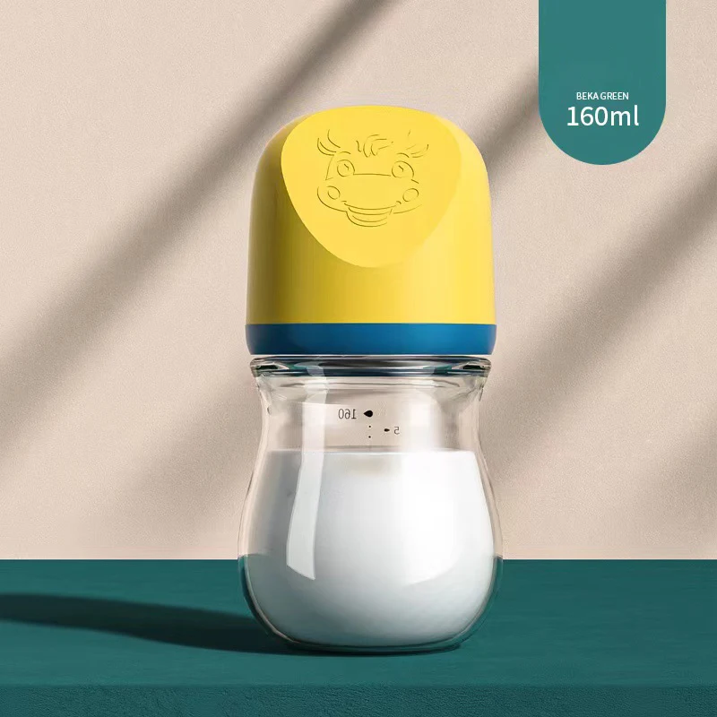 Hot Selling Baby Products Wide Neck Borosilicate Glass Baby Bottle Organic Feeding Bottle For Newborn Baby