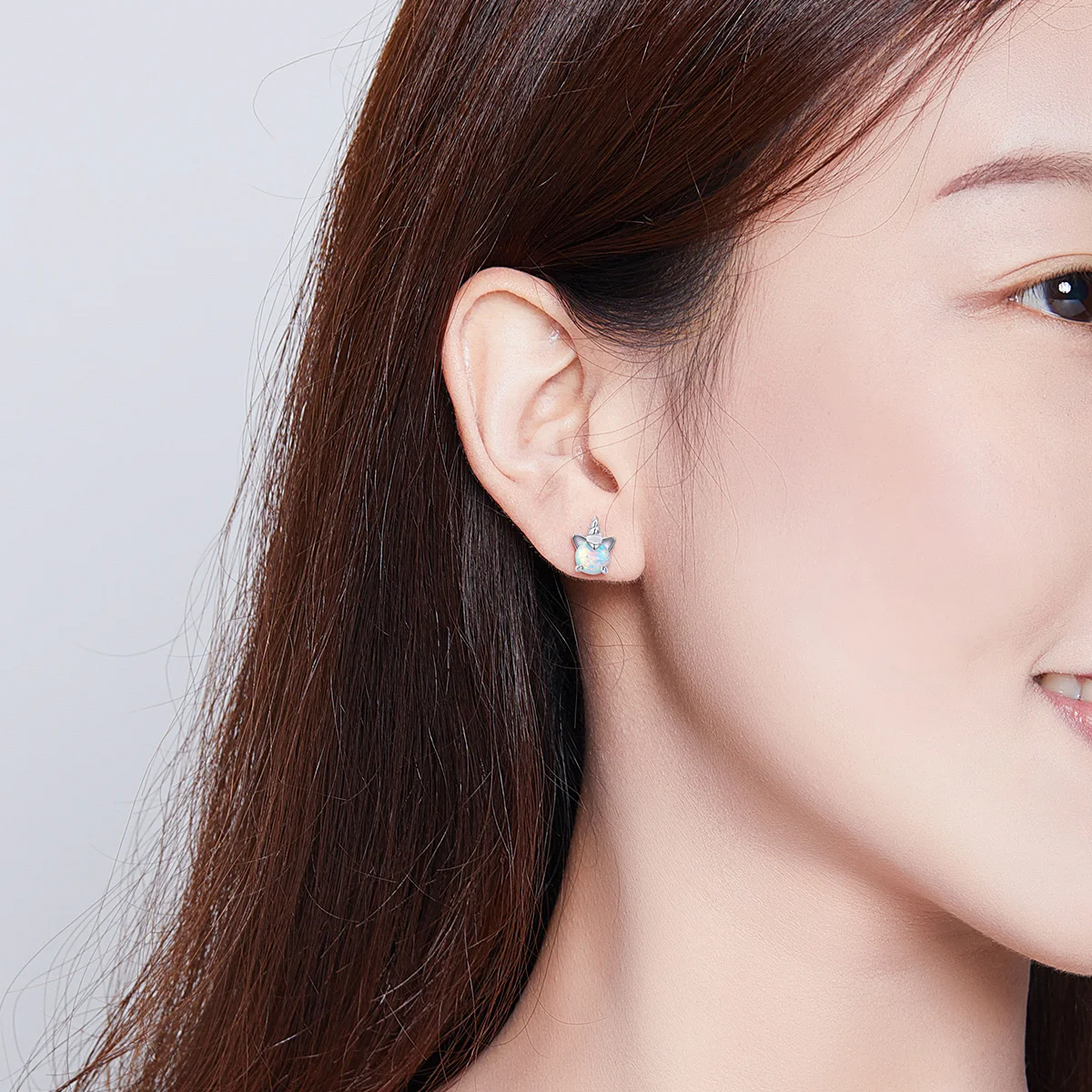 Wholesale White Gold Plated Opal Gemstone Earrings Fashion Unicorn Adjustable Ring 925 Sterling Silver Jewelry Set for Women