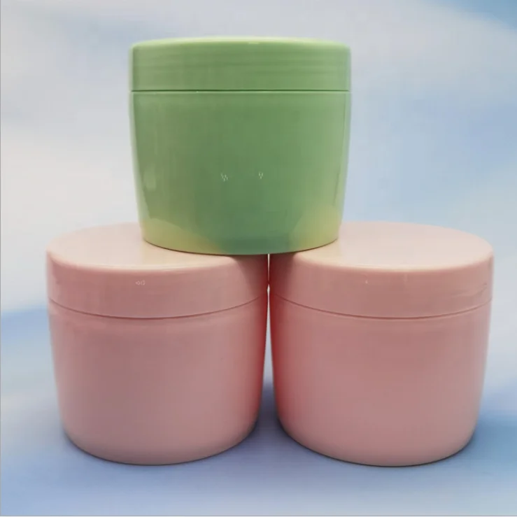 Low MOQ High End Frosted Matt Pink green cosmetic jar 8oz Plastic Jars With Lids green cosmetic jar for cream
