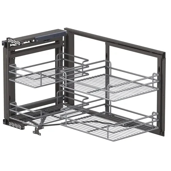 Soft closing  Kitchen Cabinet Organizers Nano Sliding Wire Shelves 2-Tier Magic Corner for Kitchen Corner