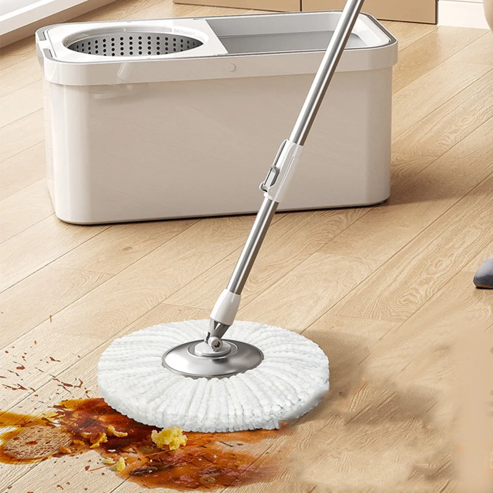 Modern Magic Handle Mop with Steel Pole round Rotation Spin Mop Head Wiper Dry Cleaning Mop and Bucket Set by Supplier
