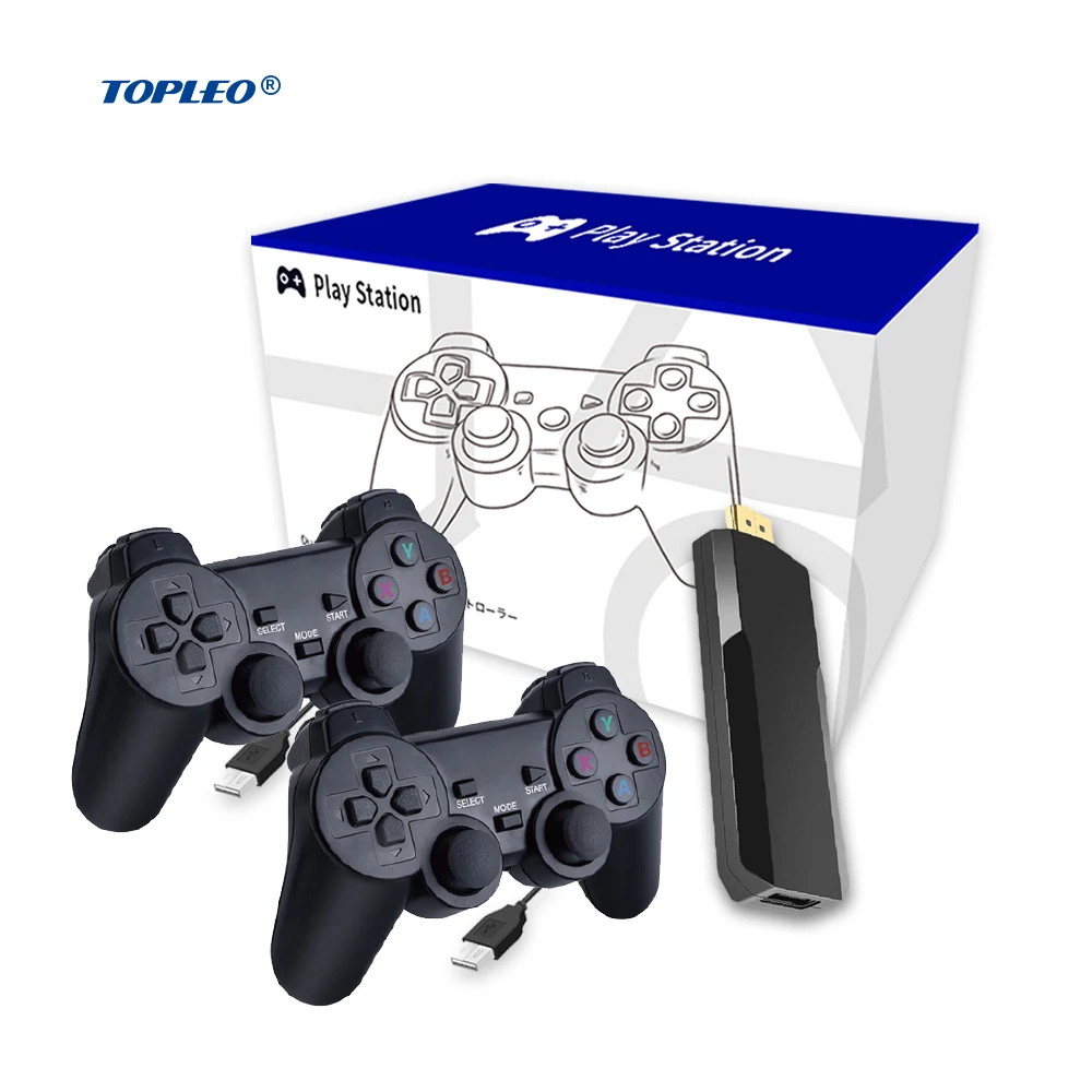 Topleo android 10 game stick portable 4k mini fc retro classic game console game stick 4k