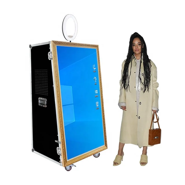 Automatic Print Instant Portable Self-servic Digital Wedding Photo Booth With Printer And Camera Magic Mirror Photobooth