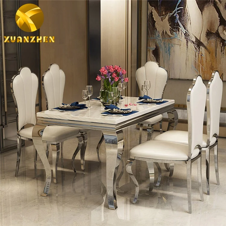 Home furniture factory cheap dining room sets restaurant dinning table set glass top dining tables with 6 chairs DT002