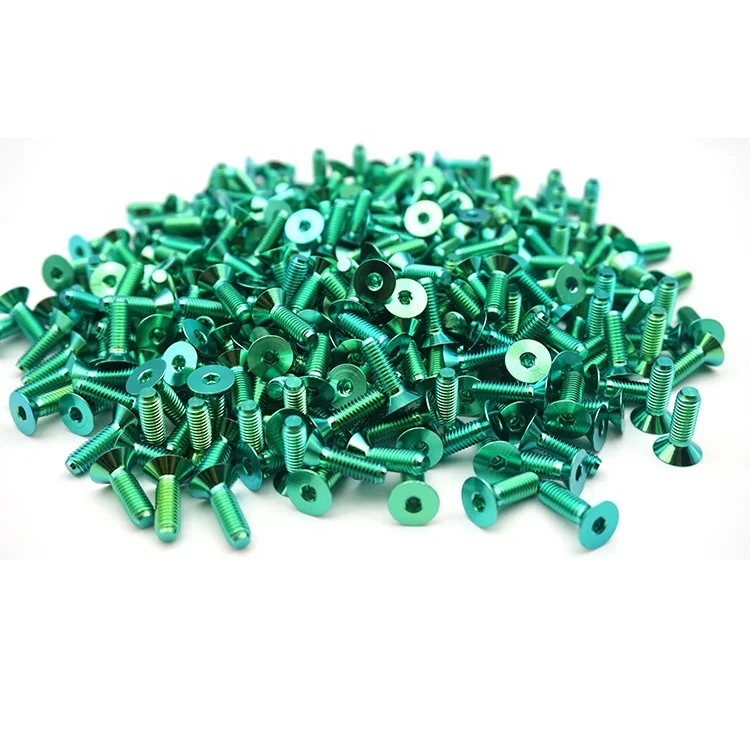 DIN7991 Gr5 Ti Titanium Anodized green Bolts Flat Head Countersunk Hex Screw