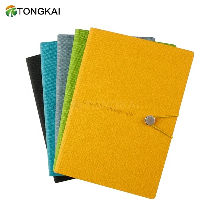 Custom A5 Fabric Pattern Faux PU Leather Soft cover Journal Notebook With A Elastic Rope Or Band