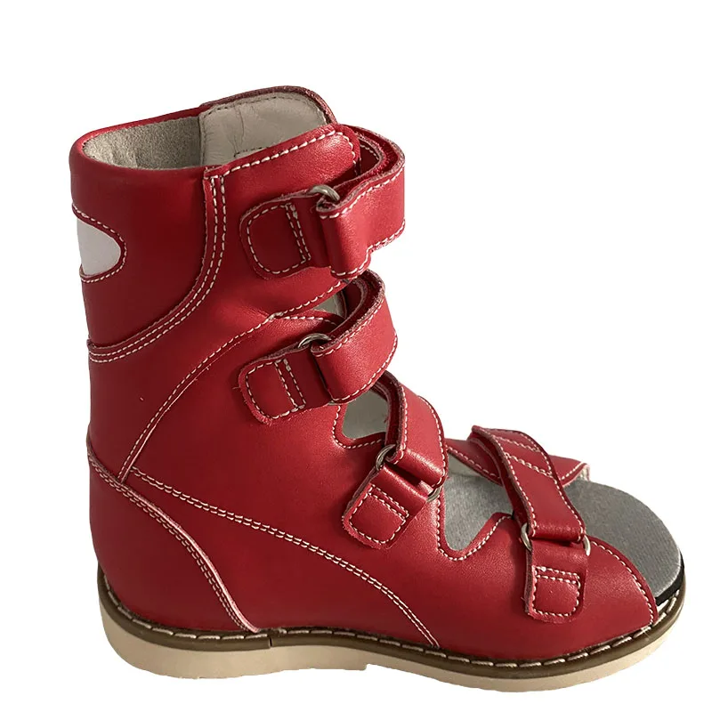 Medical red leather orthopedic hard sole shoes for kids orthopedic shoes baby toddler flat orthopedic cushion shoes for clubfoot