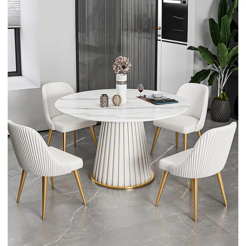 Luxury Style White Marble Dining Room Set Luxury Dinner Dining Round Tables