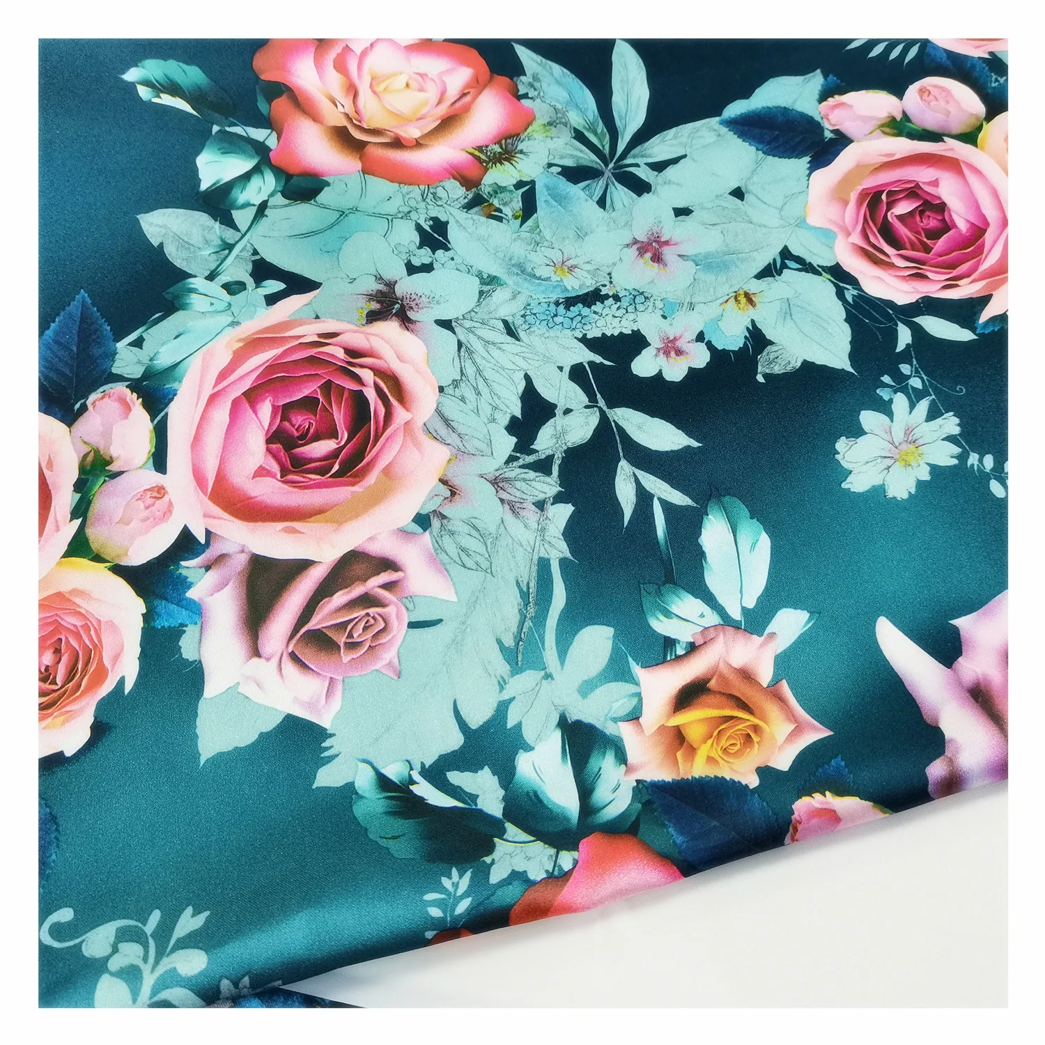 Print Polyester Spandex Satin Fabric Woven Customized Floral Digital Satin Tela Printed Fabric For Dress