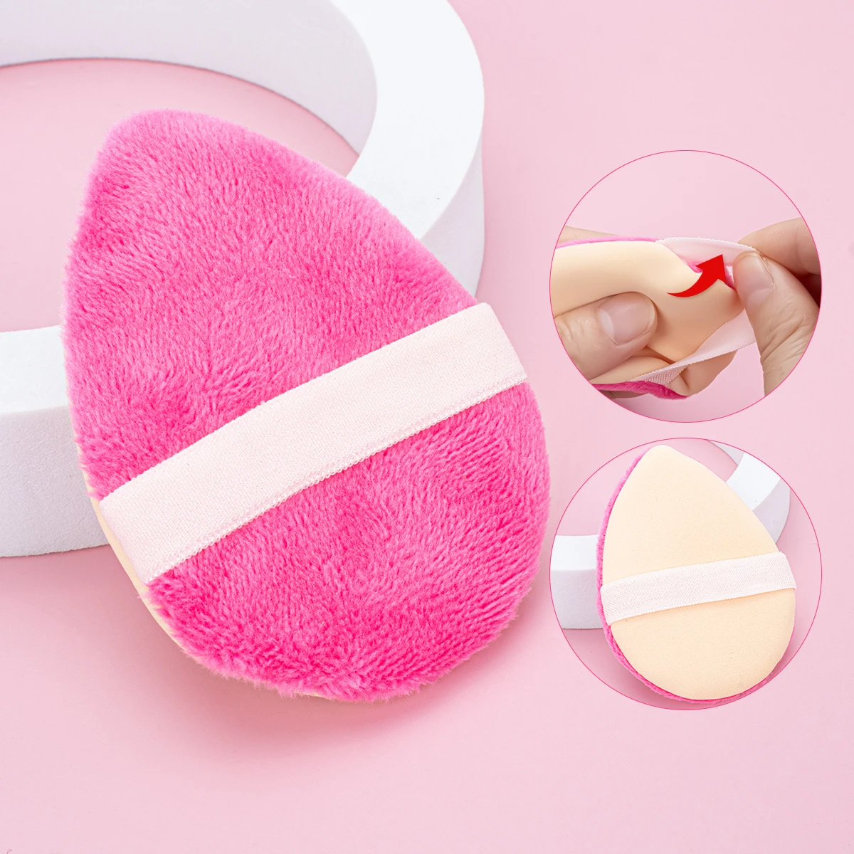 Best Selling Vegan Cruelty-Free Gentle Cotton Triangle Powder Puff Custom Logo Tongue-Shaped Makeup Sponge Blush Makeup Tools