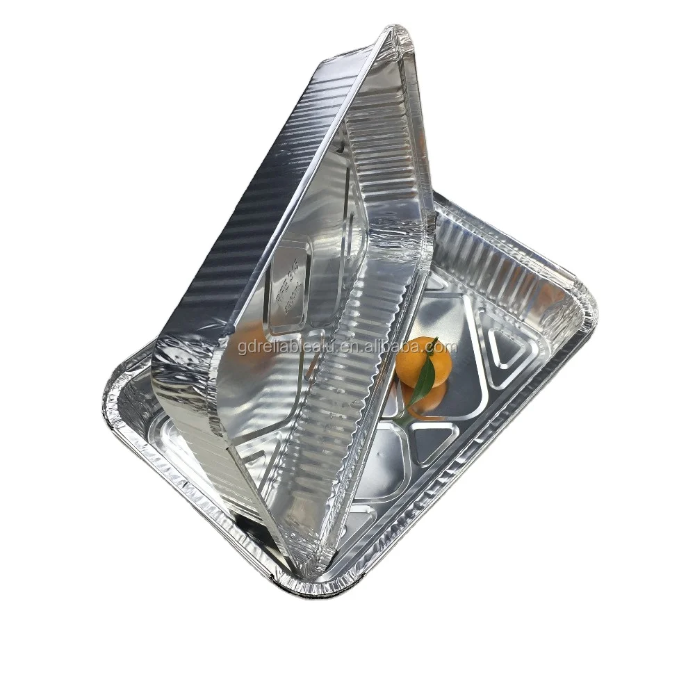 2200ml 77.4 oz volume 315*210*45cm  rectangular take-out aluminum foil food storage container pans w/ board lid for BBQ &baking