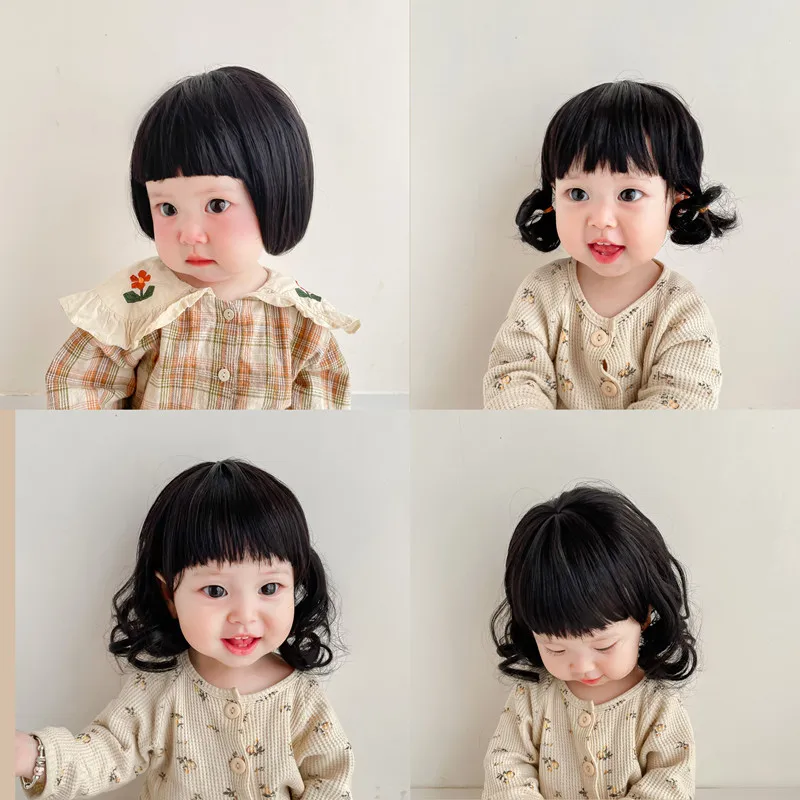 Wholesale Cheap Price Cute Child Hair Short Full Kid Synthetic Wig Original Hair Wigs Celebrate The Baby  Photo Wig