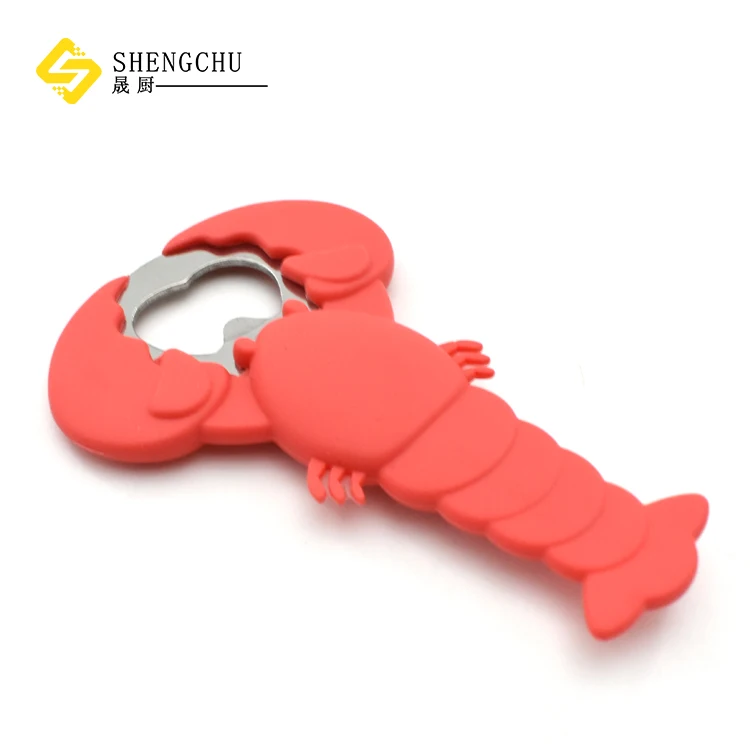 Wholesale Silicone Lobster Beer Opener 3D Rubber Cartoon Beer bottle Opener for gift promotion