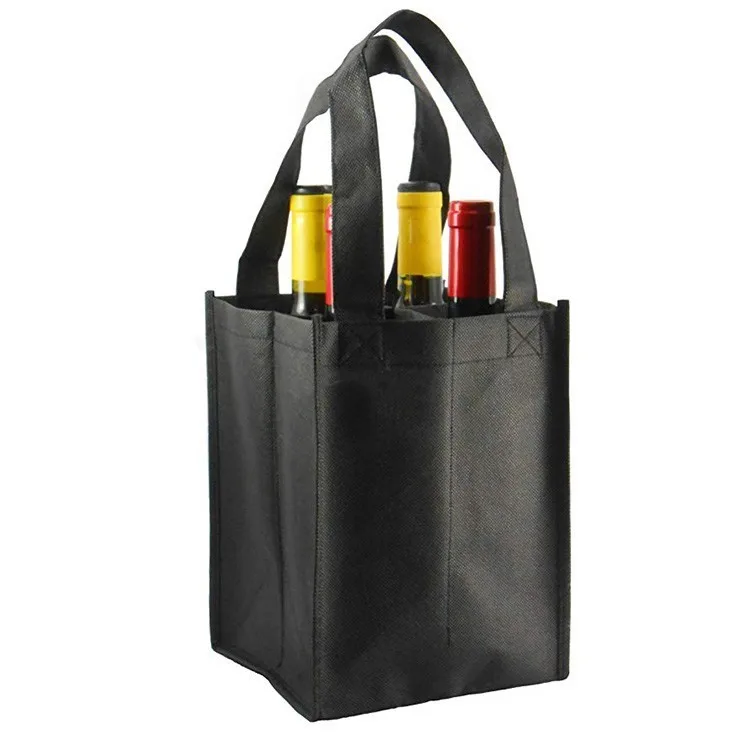 Customized Logo/Printing 6 Bottles Non-woven Fabric Wine Gift Bag, 2/4/6 Bottles Promotion Wine Bottle Bags