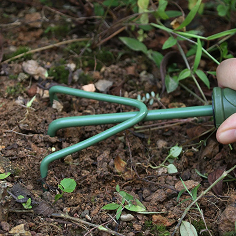 Morden style 3 pcs small gardening hand tool set threaded non-slip green plastic handle Iron shovel garden loosening tool