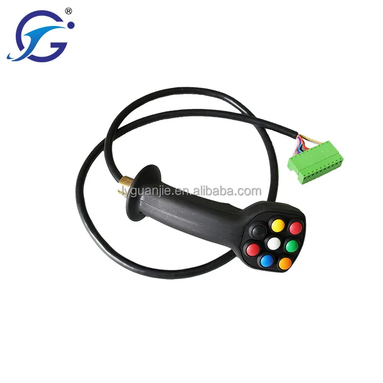 Industrial handle with grip supplier  Hall effect joystick with a variety of grip deadman switch