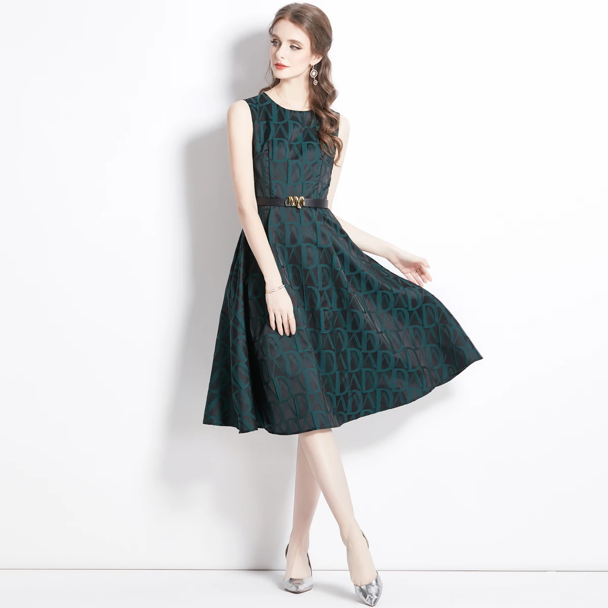 85-2027-stock Woman Clothes Manufacturer Wholesale Fashion Apparel Elegant Vintage Lady Floral Evening Casual Dresses