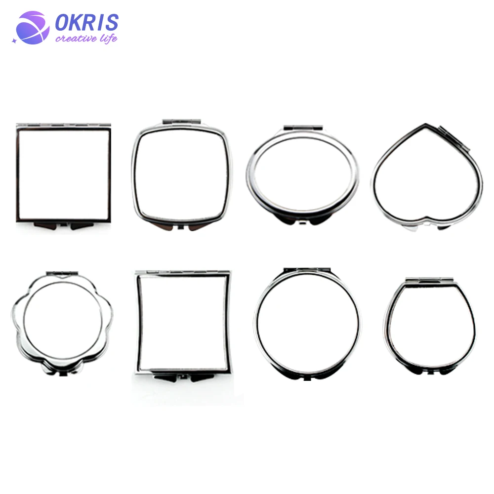 Custom Blank Pocket Makeup Mirror Sublimation Metal Compact Mirror DIY Heat Transfer Travel Makeup Mirror For Women