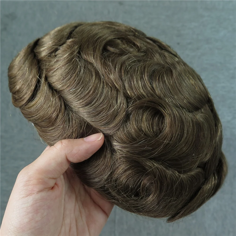 Mono Top with Lace Front Men Toupee Wholesale High Quality Cheap Human Hair Prosthesis Men