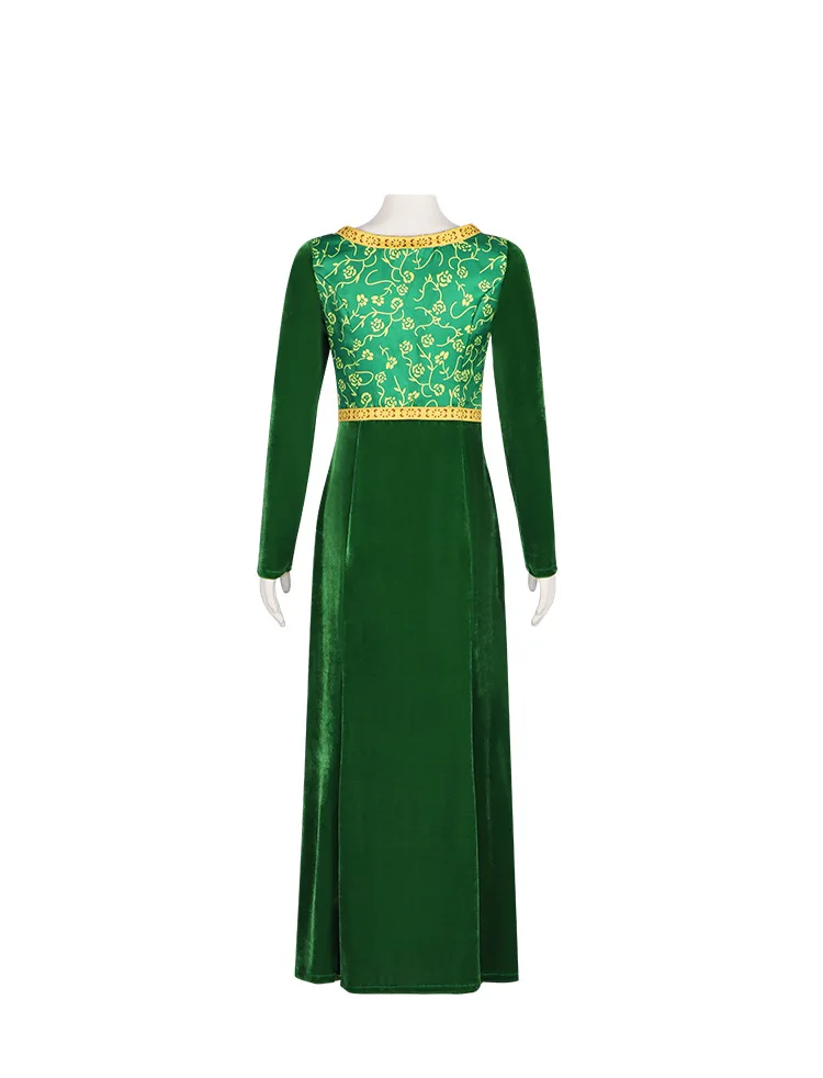 Movie Shrek Cos Costume Fiona Princess Green Dress Adult Stage Costumes Halloween Dress