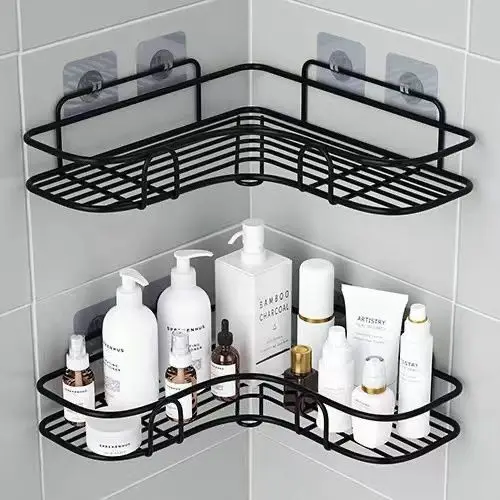 Wall Mounting Corner Iron Metal Kitchen Bathroom Organizer Shelves Rack  for Wall Mounted No Drilling Shower Caddy Storage