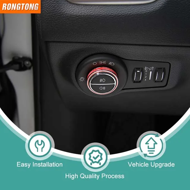 High-quality Car Inner Aluminium Alloy  Headlight Switch Decoration Cover Ring for Jeep Compass 2017+