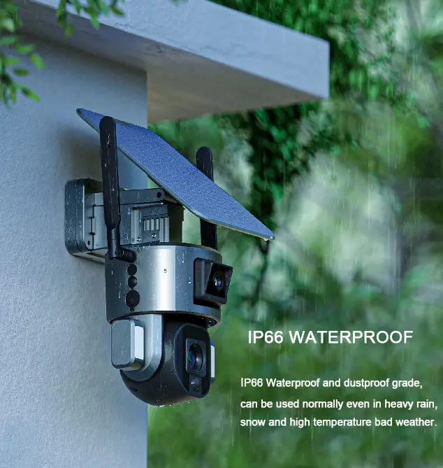 TUYXCIE PTZ WIFI Security Wireless Zoom Lens Solar Power Rechargeable Battery Surveillance System Night Vision IP Network Camera