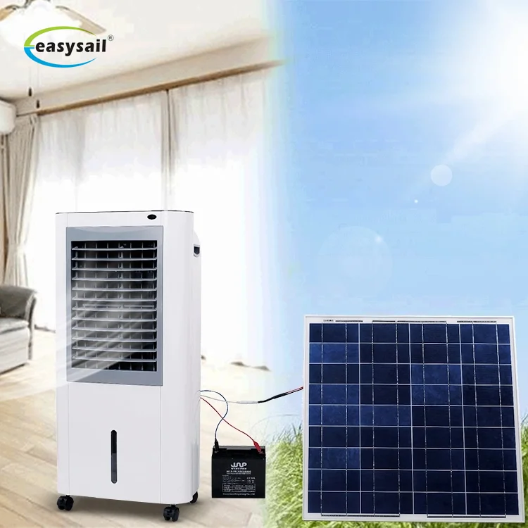 Solar Rechargeable Portable Water Air Cooler with Two Cooling Pads