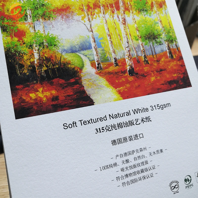 Natural white acid and lignin free light texture Giclee paper inkjet media for image print