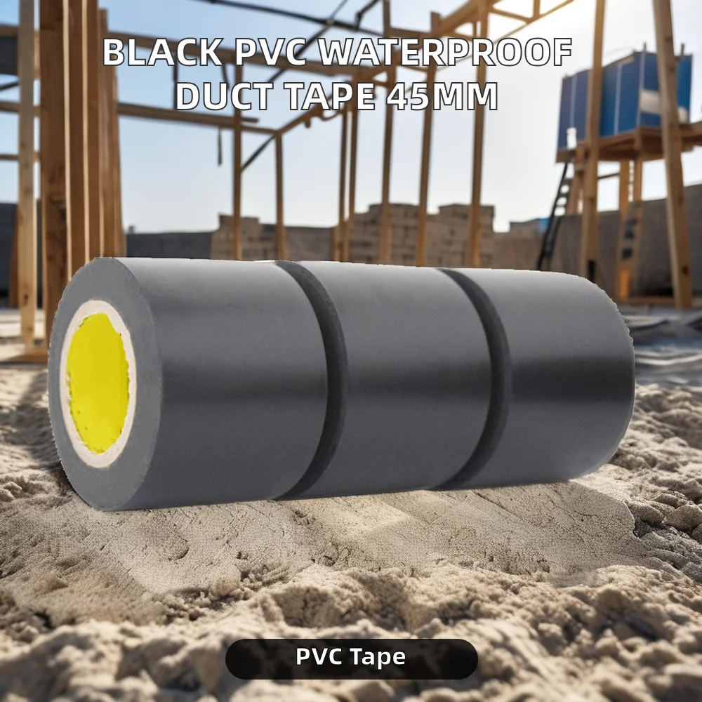 Wholesale PVC Pipe Wrap Insulation Duct Tape Single Sided 45MM Black Waterproof Adhesive Repair Decoration Rubber Masking