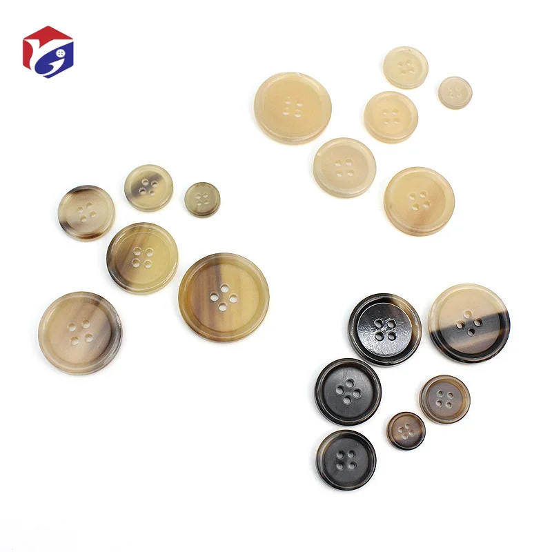 Wholesale High Quality 4 Holes Natural Horn Bone Buttons for Coat Overcoat Shirt Men Suit Real Buffalo Horn Button