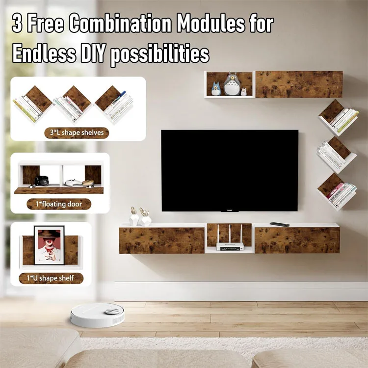 floating tv tabletop stand furniture tv stands for the wall walnut color tv small modern luxury wood