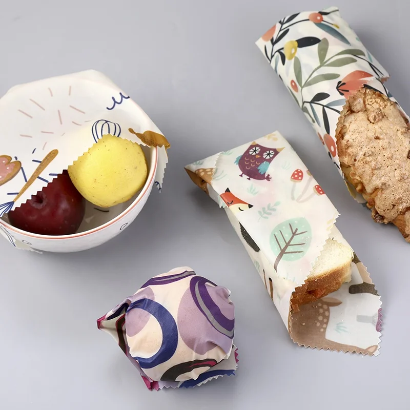Hot Selling Amazon Biodegradable Natural Organic Cotton Fabric Beeswax Reusable Food Wraps