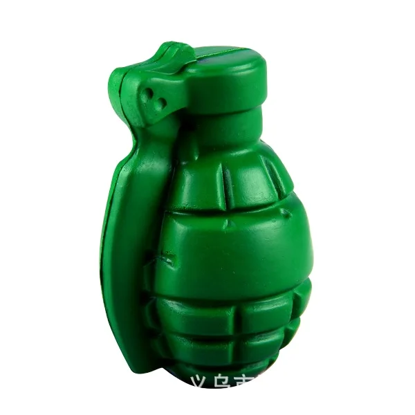 Custom logo  Pu Foam Anti Stress Grenade Shaped Ball Green Mine Bombs