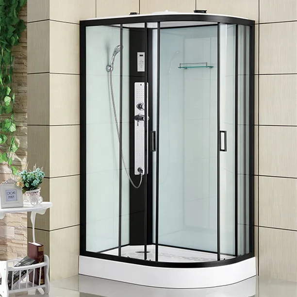 Bathroom China luxury black aluminium profile 90x90 bath steam cubicle shower room cabin with sliding door