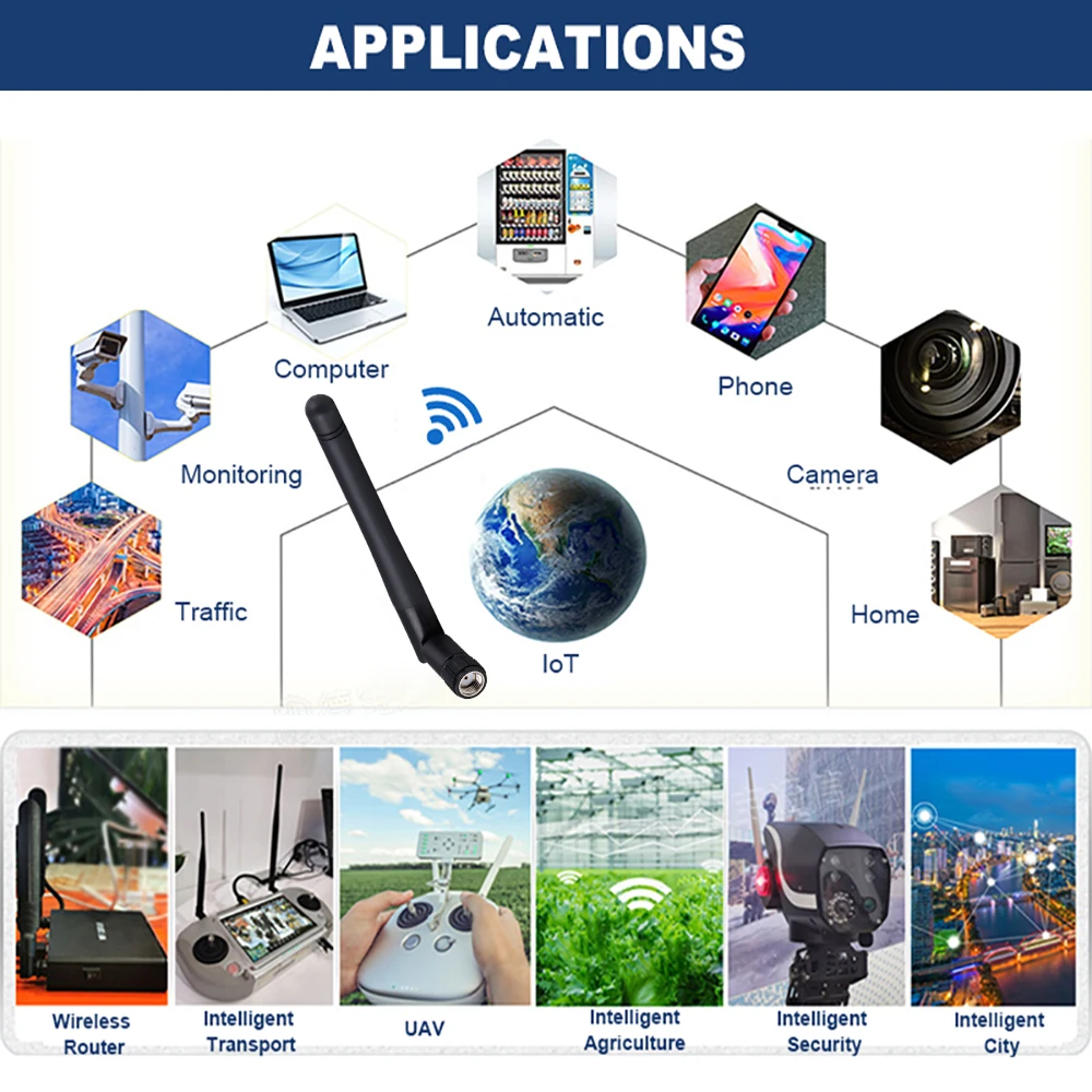 3dBi 2 4 Г 108 мм Omni WiFi резиновая антенна с разъемом SMA