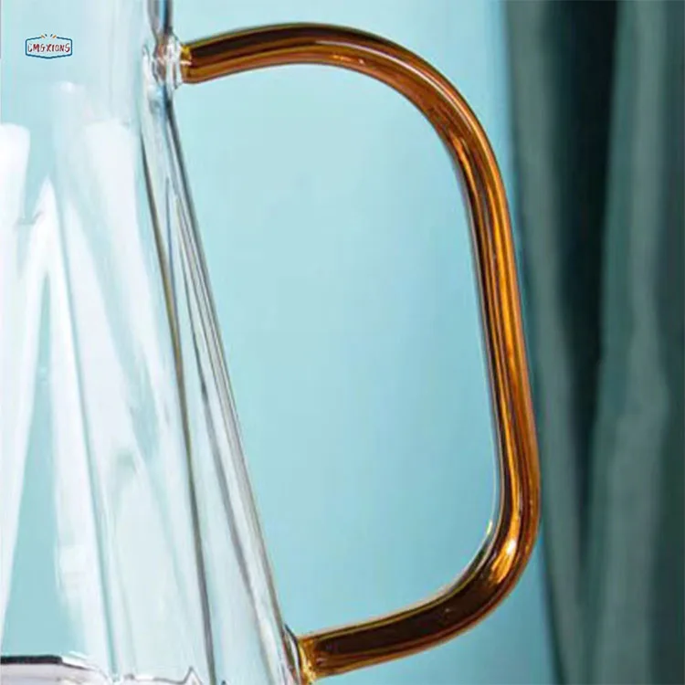 Elegant Diamond Design Glass Water Pitcher With Handle High Borosilica Glass Carafe Glass Kettle