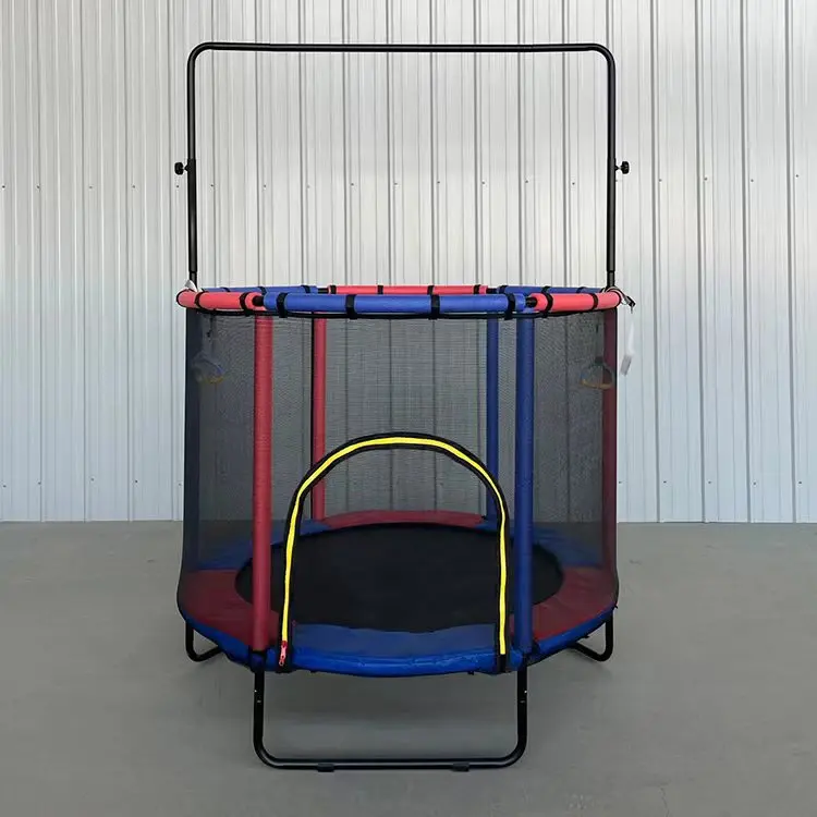 Zoshine Small Blue Straight Jump trampolines for Kids Body Building Elastic Bed with Handle Bar & Safety Net